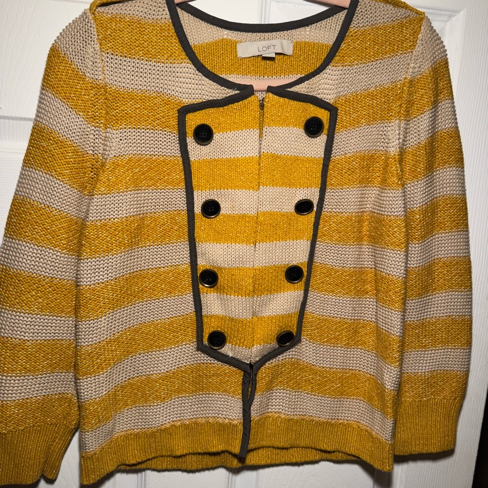 LOFT Women's Yellow Striped Sweater